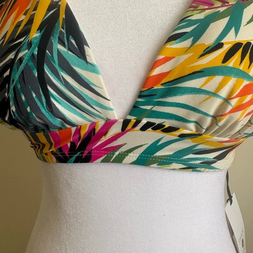 Small Shade & Shore Leaf Tropical Print Longline Bikini Top